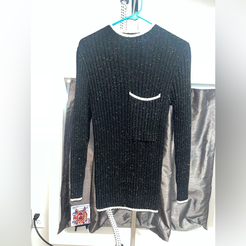 Elliatt Black Ribbed Sweater with White Accents
